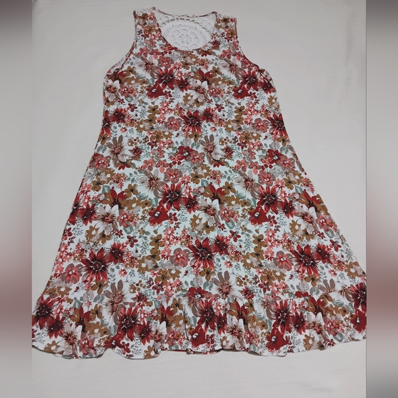 Soft Surroundings Maxi Dress White Red Gold Floral Print Viscose Size 2X - Picture 7 of 11